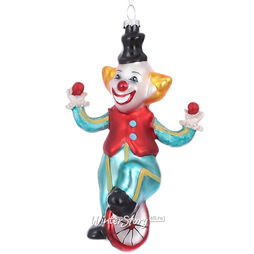 Стеклянная елочная игрушка Клоун Чендлер - Цирк Шапито 14 см, подвеска Edelman