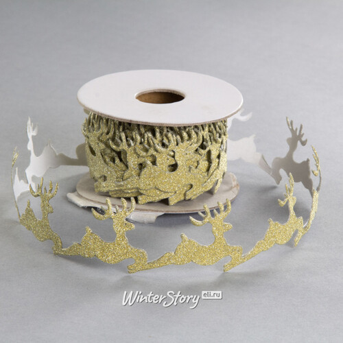 Декоративная клейкая лента Олени - Winter Story 300*4 см золотая Edelman