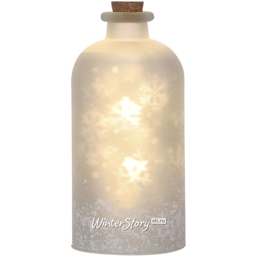 Декоративный светильник Dancing Snowflakes 24 см, теплая белая LED подсветка, на батарейках, стекло, уцененный Edelman