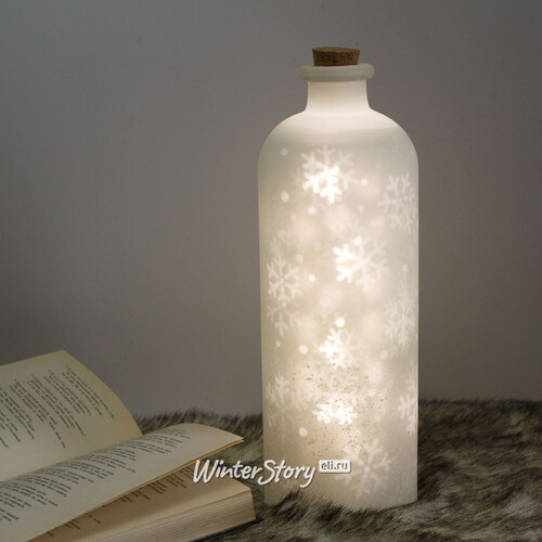Декоративный светильник Dancing Snowflakes 32 см, теплая белая LED подсветка, на батарейках, стекло, уцененный Edelman