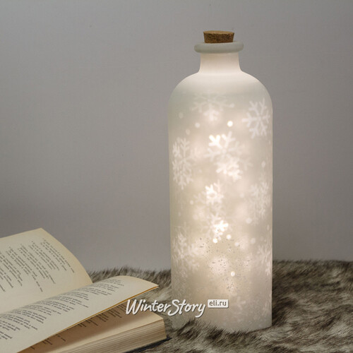 Декоративный светильник Dancing Snowflakes 32 см, теплая белая LED подсветка, на батарейках, стекло, уцененный Edelman