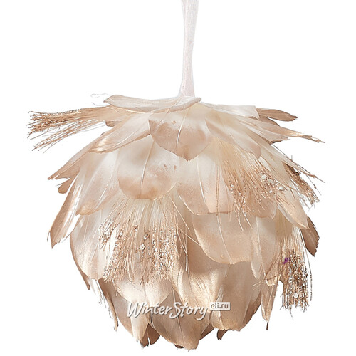 Елочный шар из перьев Мадам де Верневиль: Crema 11 см Edelman