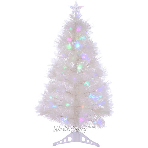 Оптоволоконная настольная елка White Rainbow 90 см белая, ПВХ Edelman