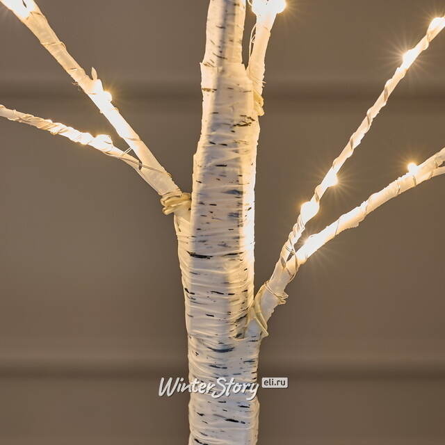 Светодиодное дерево Белая Береза 60 см, 96 теплых белых LED ламп, на батарейках, IP20 Edelman