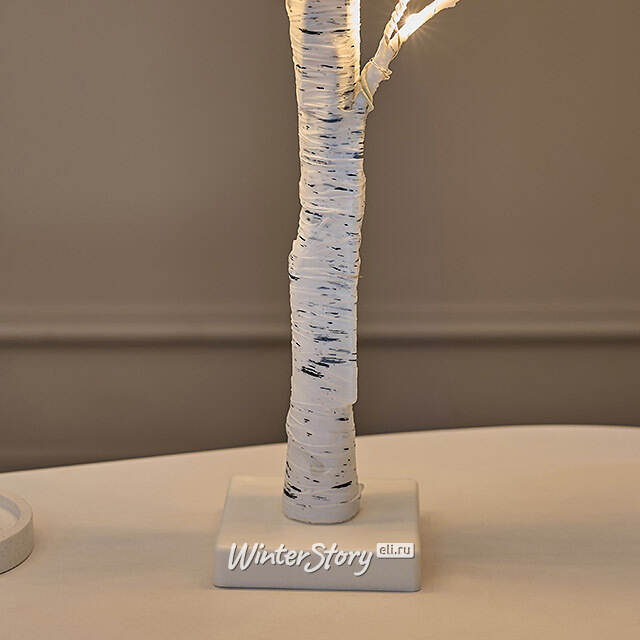 Светодиодное дерево Белая Береза 60 см, 96 теплых белых LED ламп, на батарейках, IP20 Edelman