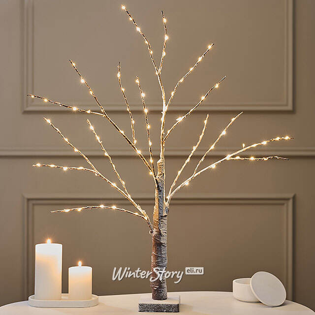 Светодиодное дерево Дивная Онтана 60 см, 96 теплых белых LED ламп, на батарейках, IP20 Edelman