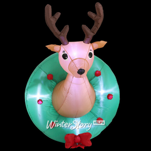 Подвесная надувная фигура Венок с Оленем - Christmas is coming 128 см с LED подсветкой, IP44 Edelman