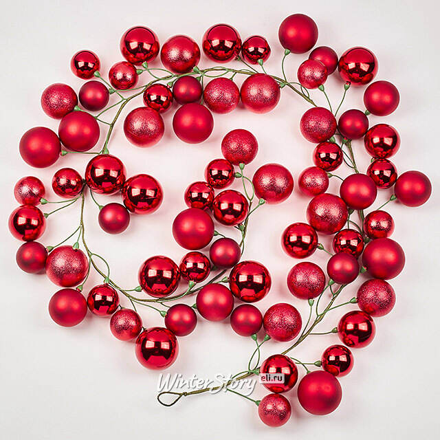 Гирлянда из елочных шаров Гранатовая Нить - Winter Gems 180*17 см, пластик Winter Deco
