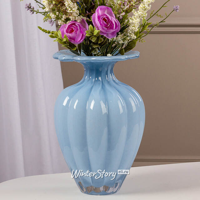 Стеклянная ваза Sontuoso 25 см лазурная EDG