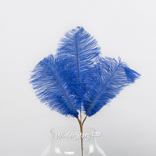 Искусственная ветка с перьями Брондрика 61 см синяя Edelman