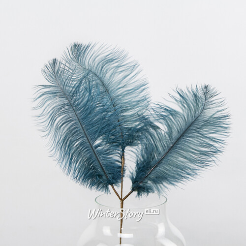 Декоративная ветка с перьями Trixypona 61 см темно-синяя Edelman