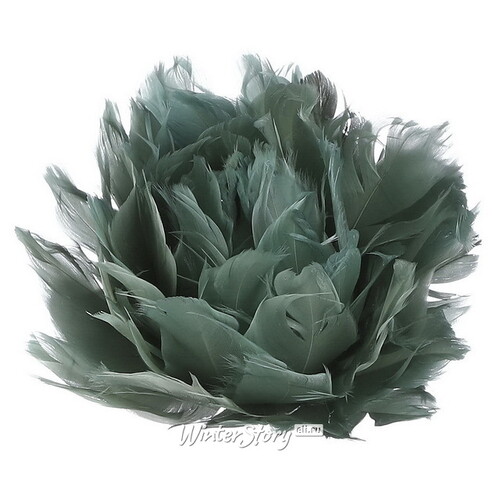 Искусственный цветок из перьев Dafne 12 см зеленый, клипса Edelman