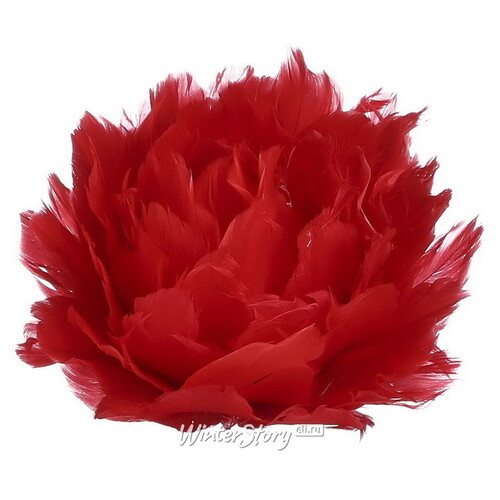 Искусственный цветок из перьев Dafne 12 см красный, клипса Edelman