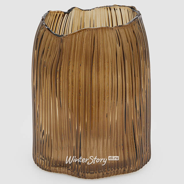 Стеклянная ваза Mille Righe 23 см кофейная EDG