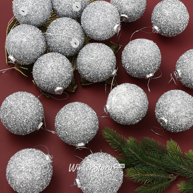 Набор елочных шаров Fluffy Shine: Серебряный 10 см, 24 шт Edelman
