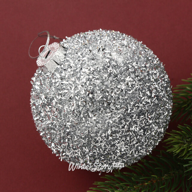 Набор елочных шаров Fluffy Shine: Серебряный 10 см, 24 шт Edelman