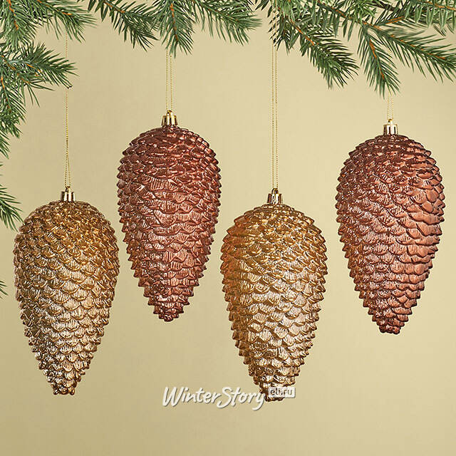 Елочные игрушки Шишка - Baston Royale 16*9 см, 4 шт, пластик Winter Deco