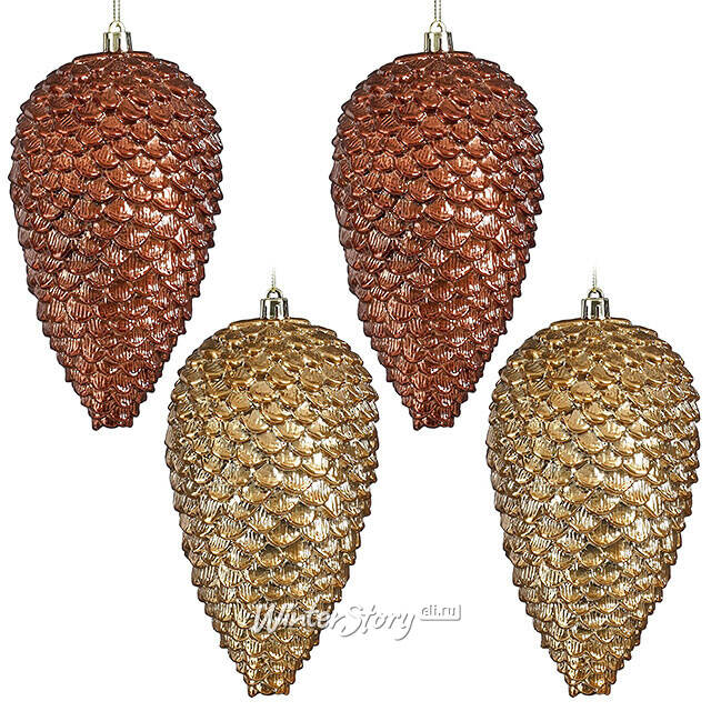 Елочные игрушки Шишка - Baston Royale 16*9 см, 4 шт, пластик Winter Deco