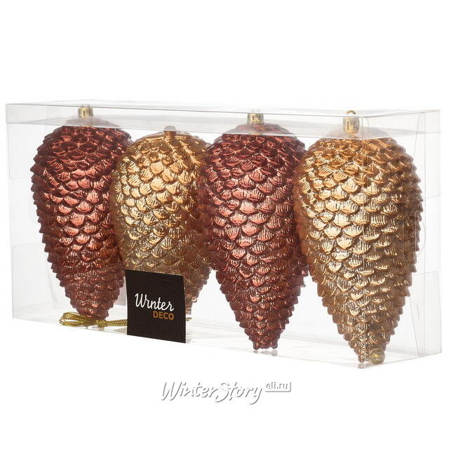 Елочные игрушки Шишка - Baston Royale 16*9 см, 4 шт, пластик Winter Deco