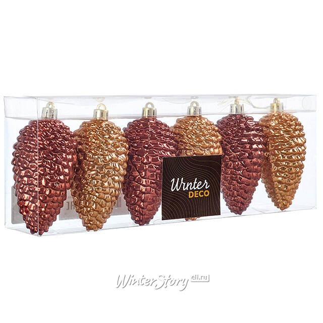 Елочные игрушки Шишки - Baston Royale 9*5 см, 6 шт, пластик Winter Deco