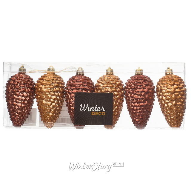 Елочные игрушки Шишки - Baston Royale 9*5 см, 6 шт, пластик Winter Deco