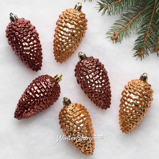 Елочные игрушки Шишки - Baston Royale 9*5 см, 6 шт, пластик Winter Deco