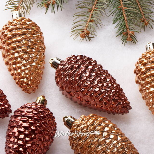 Елочные игрушки Шишки - Baston Royale 9*5 см, 6 шт, пластик Winter Deco