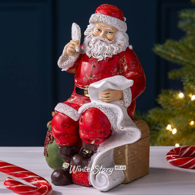 Новогодняя фигурка Санта Клаус со списком 18 см Edelman