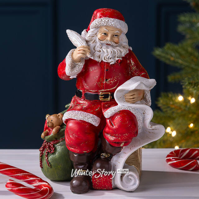 Новогодняя фигурка Санта Клаус со списком 18 см Edelman