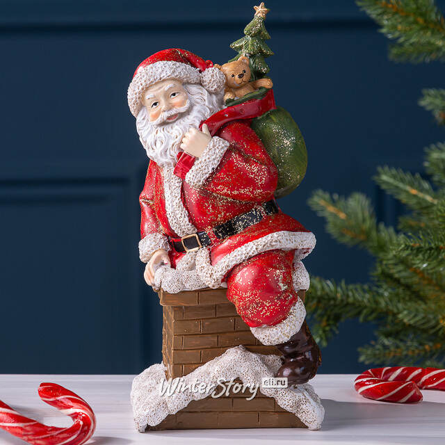 Новогодняя фигурка Санта Клаус на крыше 21 см Edelman