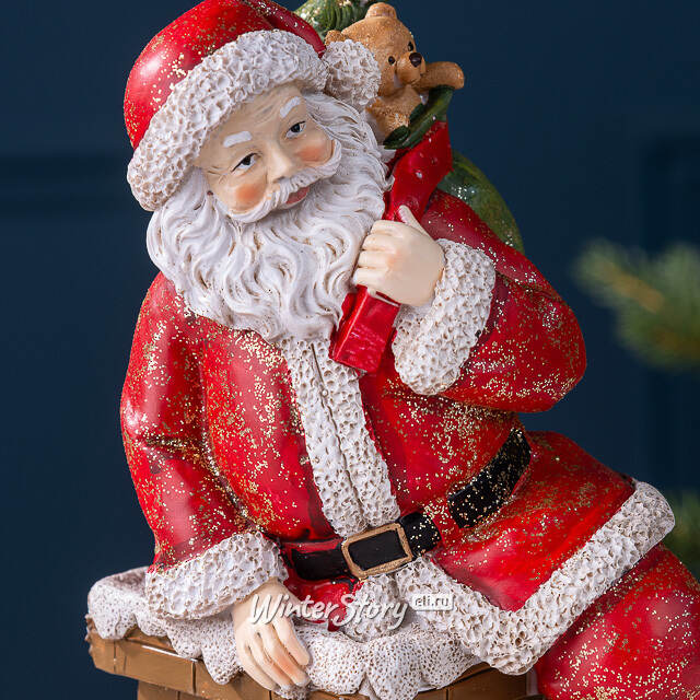 Новогодняя фигурка Санта Клаус на крыше 21 см Edelman