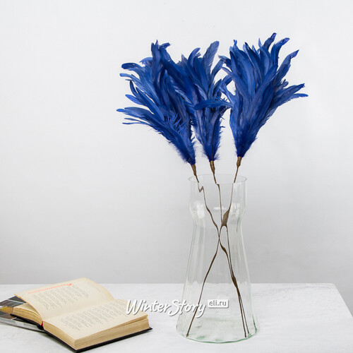 Декоративная ветка с перьями Gerdiway 80 см синяя Edelman