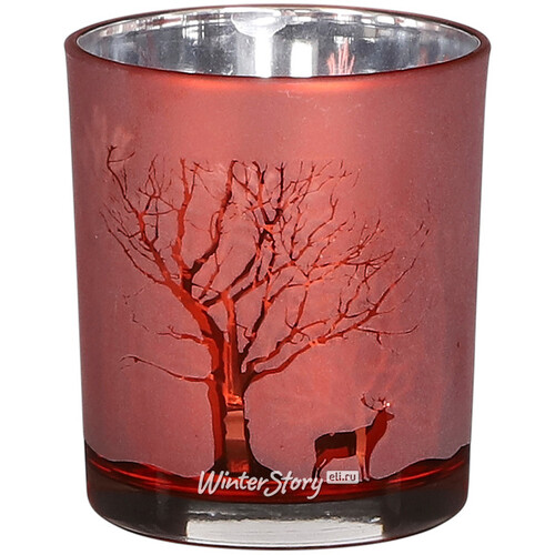 Декоративный подсвечник стакан Адальюр 10 см красный Edelman