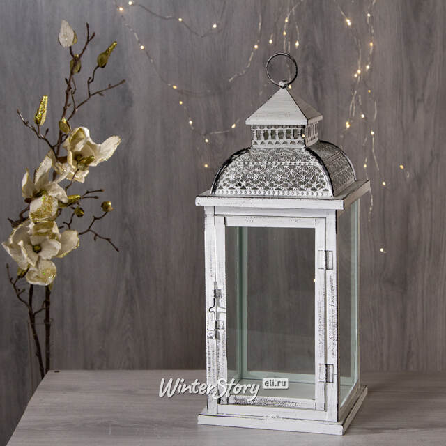 Подсвечник фонарь Альгамбра 46*20 см белый Hogewoning