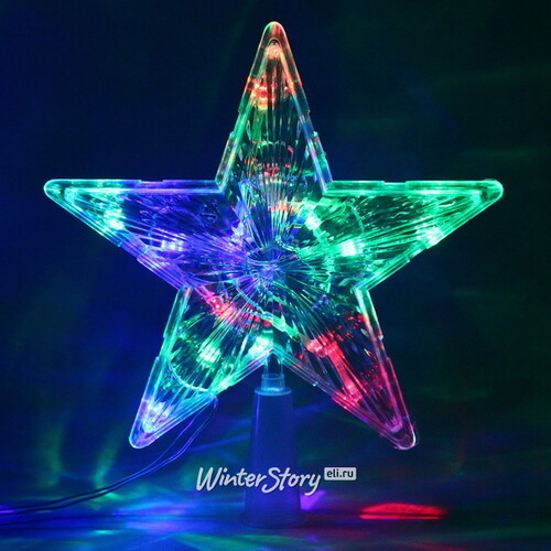 Светящаяся звезда на елку Радужная 18 см, 15 разноцветных LED ламп Serpantin