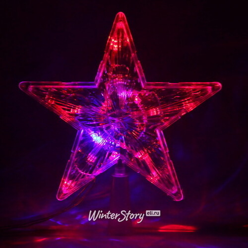 Светящаяся звезда на елку Радужная 18 см, 15 разноцветных LED ламп Serpantin