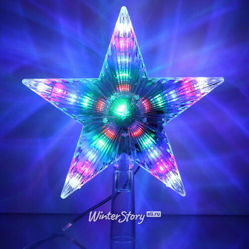Светящаяся звезда на елку Новогодние Лучи 18 см, 28 разноцветных LED ламп с мерцанием Serpantin