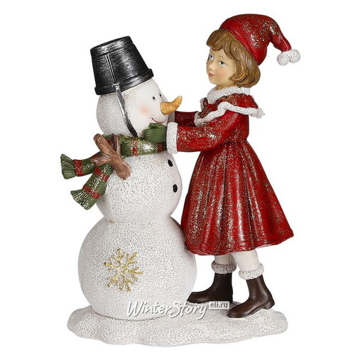Новогодняя фигурка Девочка Дэбби со снеговиком 20 см Edelman
