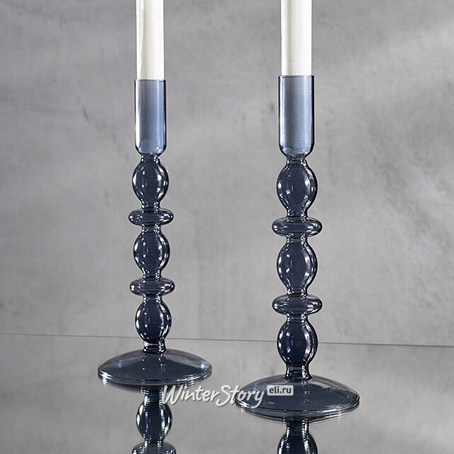 Стеклянный подсвечник Lance 24 см синий Edelman