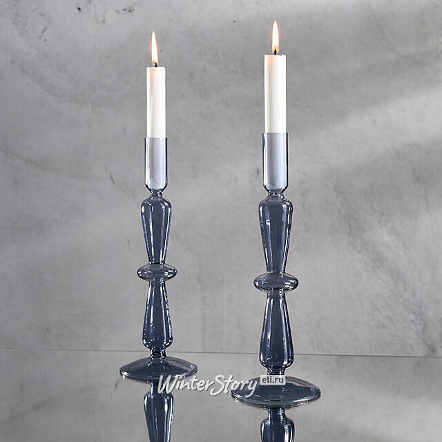 Стеклянный подсвечник Megan 26 см синий Edelman