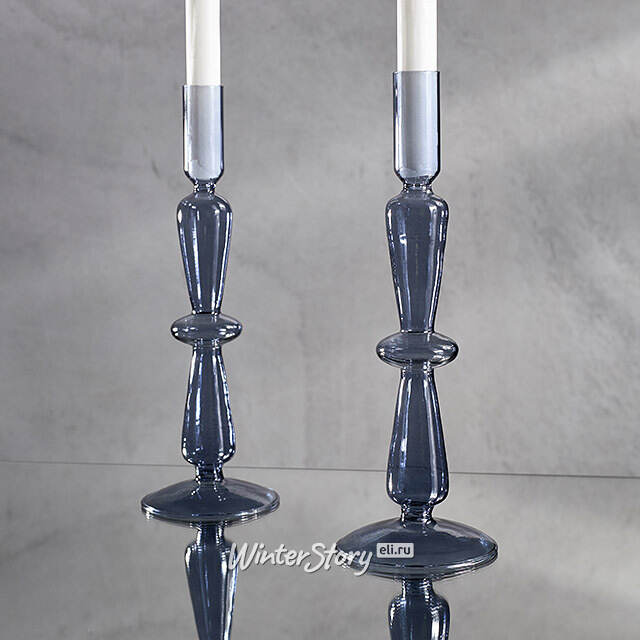 Стеклянный подсвечник Megan 26 см синий Edelman