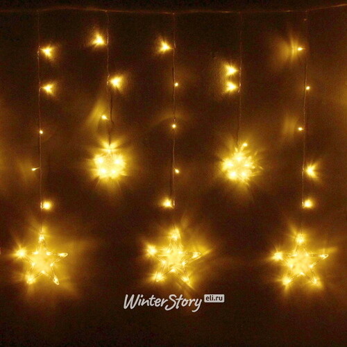 Светодиодная гирлянда бахрома Звезды 2.5*0.9 м, 138 теплых белых LED ламп, прозрачный ПВХ, контроллер, IP20 Serpantin