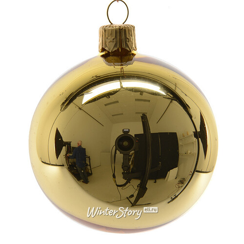 Стеклянный глянцевый елочный шар Royal Classic 15 см золотой Kaemingk