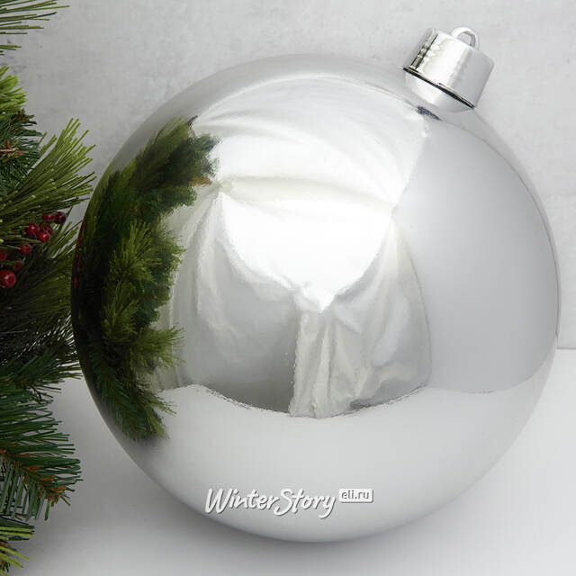Пластиковый шар Сондер 30 см серебряный глянцевый Winter Deco
