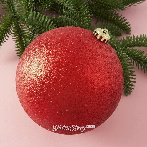 Пластиковый шар Sonder 15 см красный с блестками Winter Deco