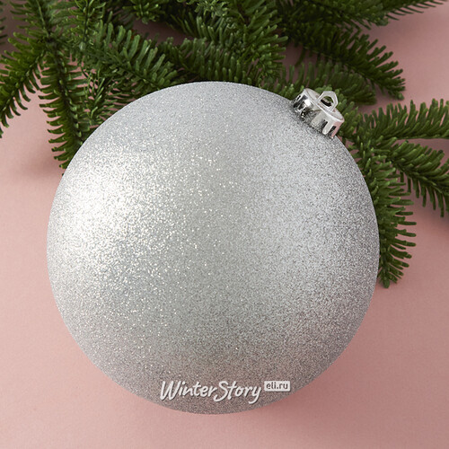 Пластиковый шар Sonder 15 см серебряный с блестками Winter Deco
