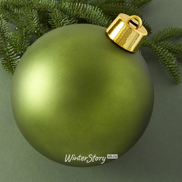 Пластиковый шар Сондер 20 см зеленый мох матовый Winter Deco