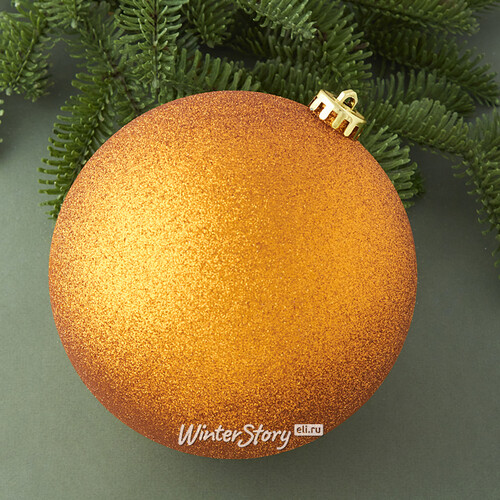 Пластиковый шар Sonder 15 см оранжевый с блестками Winter Deco