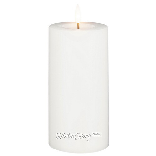 Светодиодная свеча с имитацией пламени Facile 15 см, белая, таймер, на батарейках Edelman