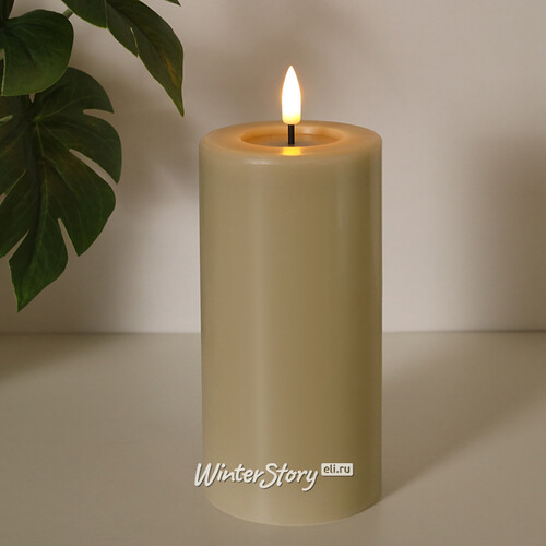 Светодиодная свеча с имитацией пламени Facile 15 см, бежевая, таймер, на батарейках Edelman